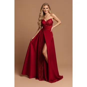 Dámské šaty EVA & LOLA Společenské Šaty ISABELLE červené Barva: Červená, Velikost: L