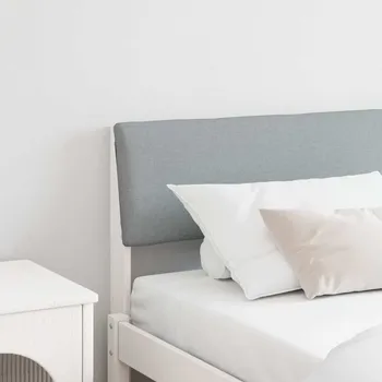 Postel Čalouněné čelo postele Světle šedá 200 cm Masivní borové dřevo