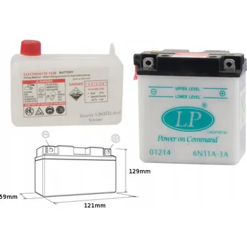 Motobaterie LANDPORT Akumulátor DRY EL 6V 6N11A-3A 120x60x128