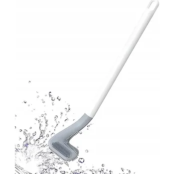 WC štětka SILIKONOVÝ WC KARTÁČ ZÁVĚSNÝ NA ZEĎ BÍLO-ŠEDÝ MODERNÍ 40 CM