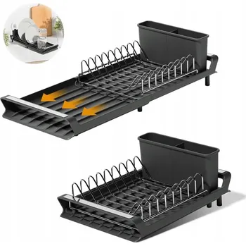 Odkapávač na nádobí KOMPAKTNÍ ROZKLÁDACÍ ODKAPÁVAČ NA NÁDOBÍ S ODKAPÁVAČEM NA PŘÍBORY A ODVODEM VODY