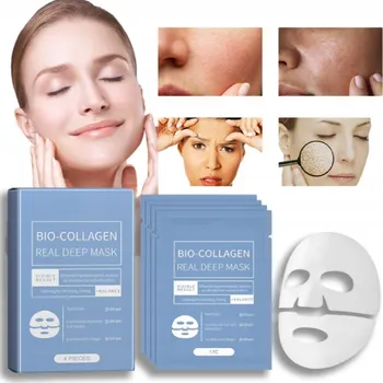 Pleťová maska KOLAGENOVÁ MASKA NA OBLIČEJ V PLÁTKU CELONOČNÍ BIO KOLAGENOVÁ PLÁTÝNKOVÁ MASKA 1 KS