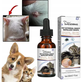 Přípravek proti hmyzu Kapky odpuzující hmyz pro zvířata. Používá se proti vším, klíšťatům a blechám.