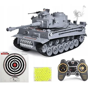 RC model auta DÁLKOVĚ OVLÁDANÝ TANK RC s Kouřem, KULIČKAMI + TERČ