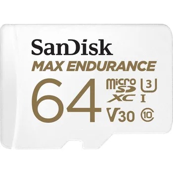 Paměťová karta SanDisk MAX ENDURANCE microSDXC 64GB / C10, U3, V30 / 30,000 Hours / + SD Adaptér