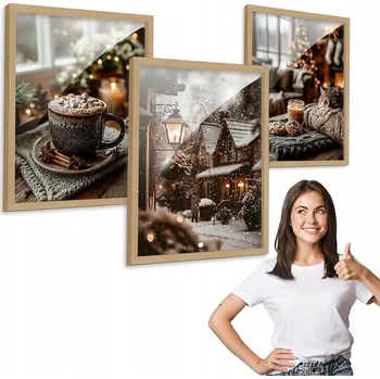 Obraz Sada 3 obrazů VÁNOČNÍ ATMOSFÉRA dřevěný rámeček 50x70 na zeď triptych