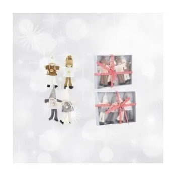 Vánoční ozdoba Sada 4 vánočních ozdob panenka 12 cm