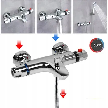 Vodovodní baterie TERMOSTATICKÁ VANOVÁ BATERIE NÁSTĚNNÁ S VÝTOKEM