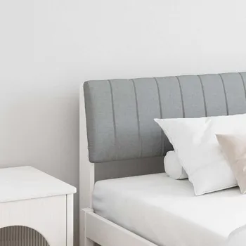 Postel Čalouněné čelo postele Světle šedá 200 cm Masivní borové dřevo