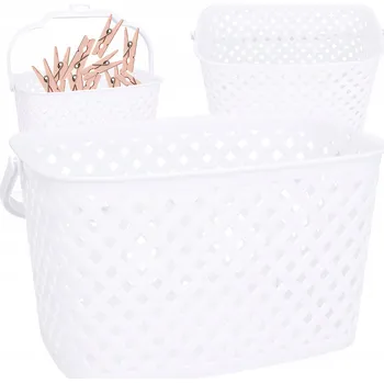 Kolíček na prádlo KOŠÍK NA KOLÍČKY sponky na prádlo obdélníkový, bílý, závěsný držák