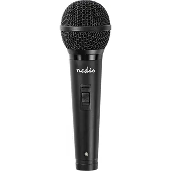 Mikrofon NEDIS kabelový mikrofon/ Kardioid/ odnímatelný kabel 5m/ 600 Ohm/ -72 dB/ jack 6.35 mm/ vypínač/ ABS/ černý