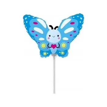Balónek Fóliový balónek MOTÝL Modrý Motýlek Louka Jaro Narozeniny Dekorace 35 cm