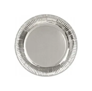 Party nádobí TALÍŘE TALÍŘKY papírové stříbrné 6 ks 18 cm