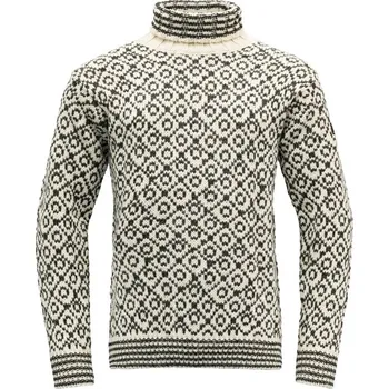 Pánský svetr Devold vlněný svetr Svalbard Wool High Neck Barva: Offwhite/Anth., Velikost: XXL