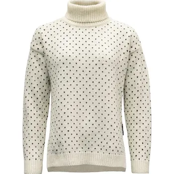 Dámský svetr Devold dámský vlněný svetr Sorisen Wool Sweater Barva: Offwhite/Ink, Velikost: XS