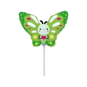 Balónek Fóliový balónek MOTÝL Motýlek Zelený Louka Jaro Narozeniny Dekorace 35 cm