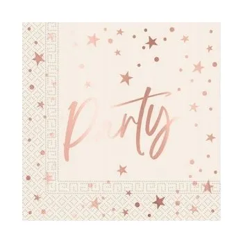 Papírový ubrousek Papírové ubrousky Rose Gold Party, Decorata, FSC, 33 x 33 cm, 20 ks