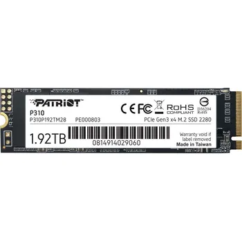Ukládání dat PATRIOT P310 1,92TB SSD / Interní / M.2 PCIe Gen3 x4 NVMe 1.3 / 2280