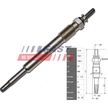 Zapalovací a žhavicí svíčka Žhavicí svíčka, elektrické žhavení FAST FT82732