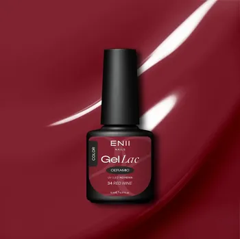 Lak na nehty ENII NAILS Gel lak Ceramic 34 Red Wine - gelový lak bez HEMA, 5 ml