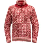 Devold vlněný svetr se zipem Svalbard Wool Zip Neck Barva: Hindberry/Offwhite, Velikost: XS
