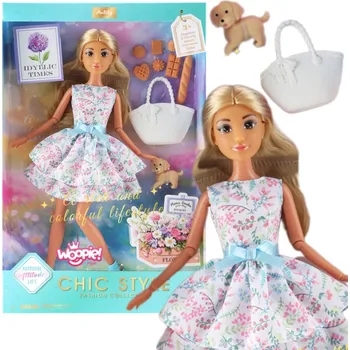 Panenka Woopie Royal WOOPIE ROYAL Lily Doll 30 cm Jarní šaty Doplňky Psí piknik