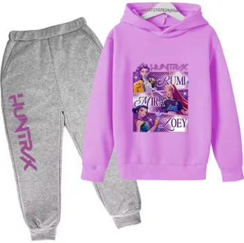 KPop Demon Hunters (Lovkyně démonů) Tepláková souprava KPop Demon Hunters (Huntrix), šedé tepláky + barevné mikiny Barva: šedé tepláky + fialová mikina (20), Velikost: 120