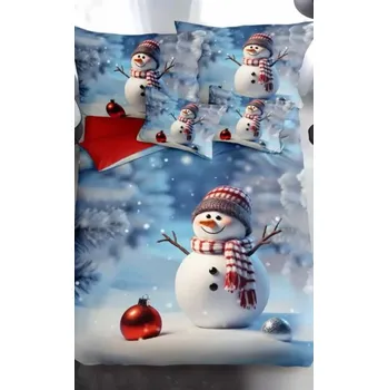 Povlečení Novinka 2025! Bavlněná vánoční sada povlečení s 3D efektem 140x200/70x90 cm - VÁNOCE - MERRY CHRISTMAS Sněhuláček 140x200/70x90cm + POVLAK POLŠTÁŘEK ZDARMA !