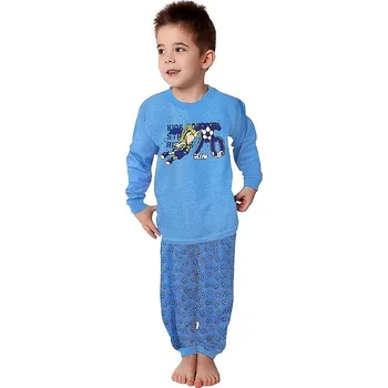 Chlapecké pyžamo EVONA Dětské bavlněné dlouhé pyžamo fotbal, modré 110