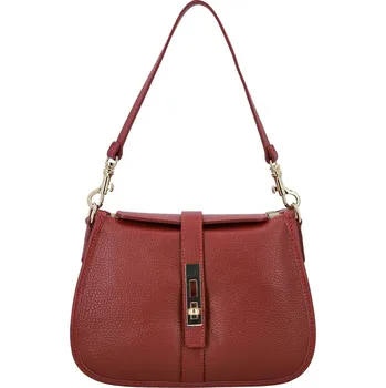 Módní dámská kožená kabelka na rameno Deimis, tmavě červená