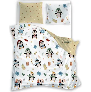 Povlečení Vánoční bavlněné povlečení Scandic 059 160x200 cm + 2x 70x80 cm bílé/béžové