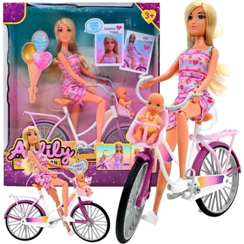 Panenka Woopie Royal WOOPIE ROYAL Lily Bicycle Baby Doll v sedačce na kolo