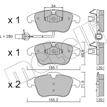 Brzdová destička Sada brzdových destiček, vždy 4 kusy v sadě METELLI 22-0675-2