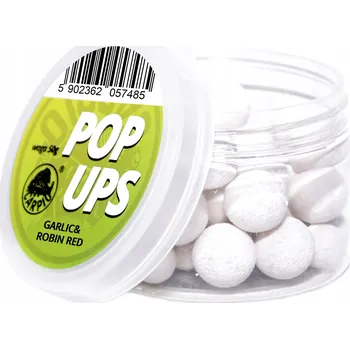 Boilies Plovoucí proteinové kuličky POP UPS 12+16 mm 50 g GARLIC (ČESNEK) / ROBIN RED