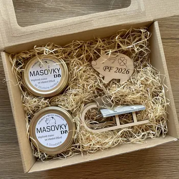 Kosmetická sada Mňamózní vánoční dárková sada s 2 masovkami a dekoracemi 1.sklenička: Se zeleným pepřem, 2.sklenička: S japalenos