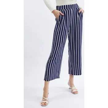 Orsay Tmavě modré dámské pruhované culottes kalhoty - Dámské Orsay černá 2291061