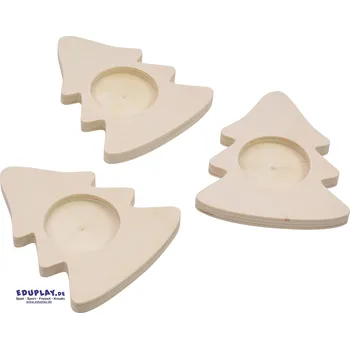 Svícen Eduplay Kreativní set na výrobu vánočních svícnů na čajové svíčky - stromeček (3 ks v setu) dekorace