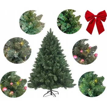 Vánoční stromek UMĚLÝ VÁNOČNÍ STROMEČEK 180 cm HUSTÁ JEDLE ZELENÁ JAKO ŽIVÁ + STOJAN PREMIUM HBRT