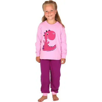Chlapecké pyžamo EVONA Dětské dlouhé pyžamo růžové s šeříkovou, DINO Velikost: 120