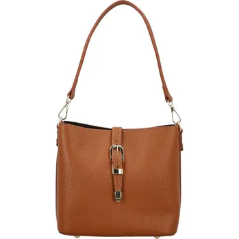 Kabelka Luxusní dámská kožená kabelka na rameno Bertha, koňaková