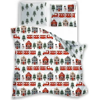 Povlečení Vánoční bavlněné povlečení Scandic 075 160x200 cm + 2x 70x80 cm bílé