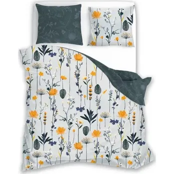 Povlečení Bavlněné saténové povlečení Elegant 013 160x200 + 2x 70x80 šedé/tyrkysové