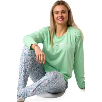 Dámské pyžamo Zelené bavlněné pyžamo s květinovým vzorem 1B2337 zelená xl