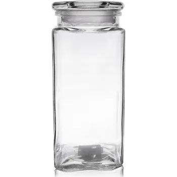 Dóza na potraviny Nádoba na potraviny skleněná, čtvercová, 1,8 l