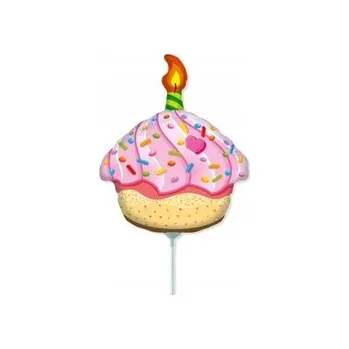 Balónek Fóliový balónek "Narozeninový muffin se svíčkou", Flexmetal, 35 cm, SHP