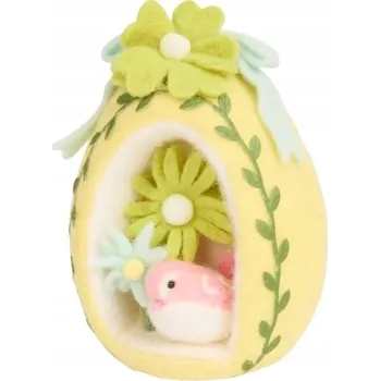 Velikonoční dekorace VELIKONOČNÍ KRASLICE dekorativní s ptáčkem, sváteční žlutá barva