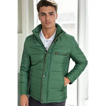 Pánská casual bunda M9625 DEWBERRY MEN'S JACKET-GREEN dewberry bílá | zelená 3468498