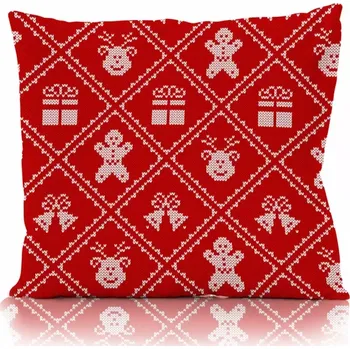Povlečení Vánoční povlak na polštář Holly Jolly 010 45x45 cm červený