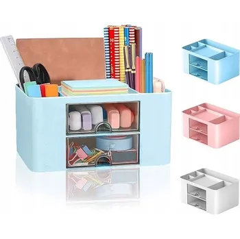 Úložný box Organizér na stůl, modrý box na psací potřeby a úložný prostor