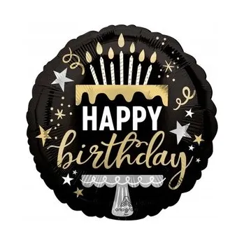 Balónek Fóliový balónek "Happy Birthday - Narozeninové překvapení", Amscan, 45 cm, kulatý